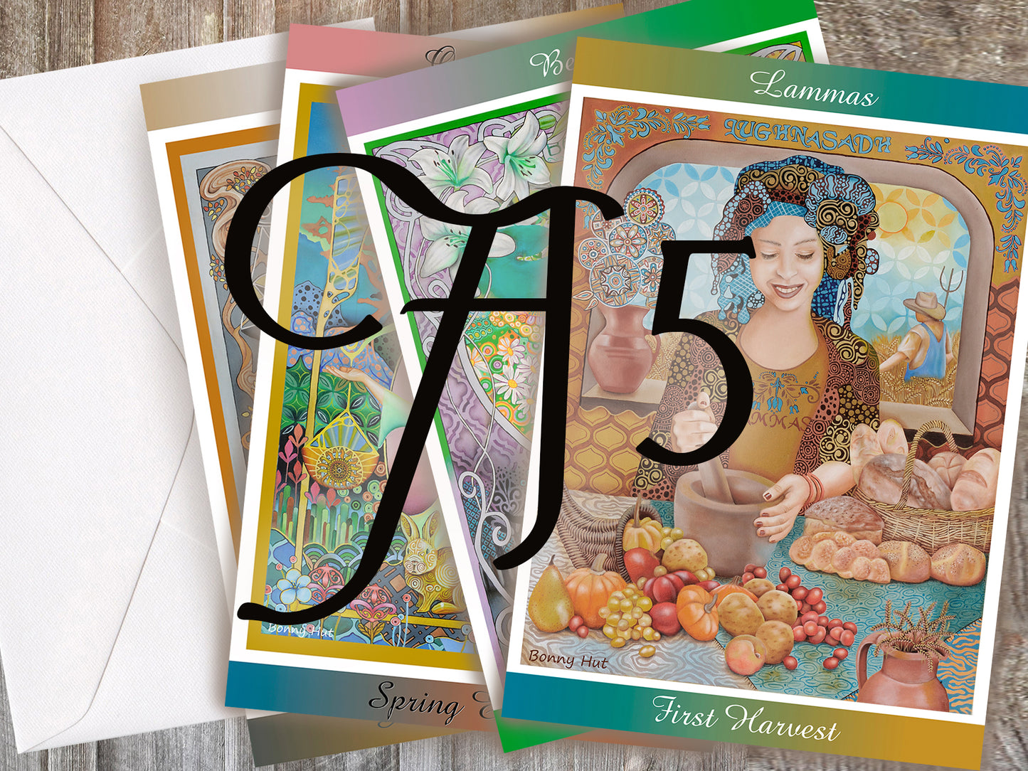 A5 (larger) Wheel of the Year Greeting Cards set, mixed bulk options, all 8 Pagan Sabbats