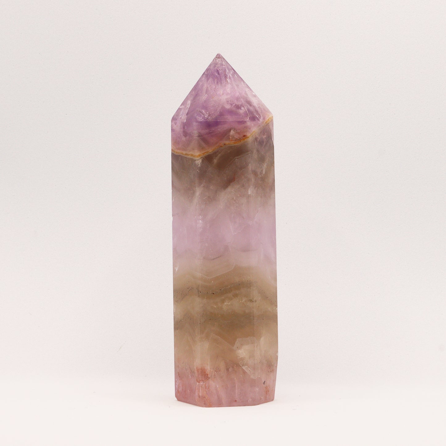 Amethyst Quartz Crystal with rose quartz Hexagonal Towers Obelisks Wands. Esoteric decor,spiritual gifts from our online new age metaphysical store based in Melbourne Australia.