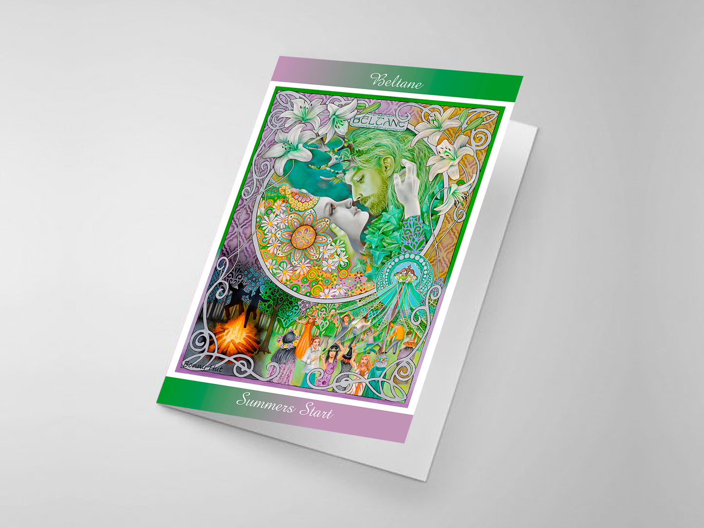 Beltane art greeting cards - Wiccan Wheel of the Year Pagan Sabbat for weddings and Handfastings with the May Queen and Greenman