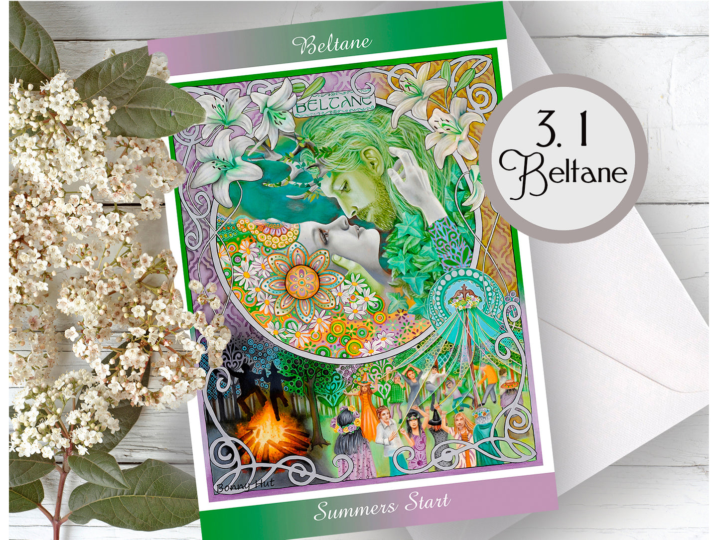 Beltane Handfasting pagan wedding Witchy Gifts Wiccan Wheel of the Year Art Nouveau inspired Greeting Cards with mixed bulk options of all 8 Pagan Sabbats