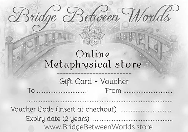 Esoteric metaphysical store gift card voucher for spiritual gifts and psychic Tarot readings - back of card
