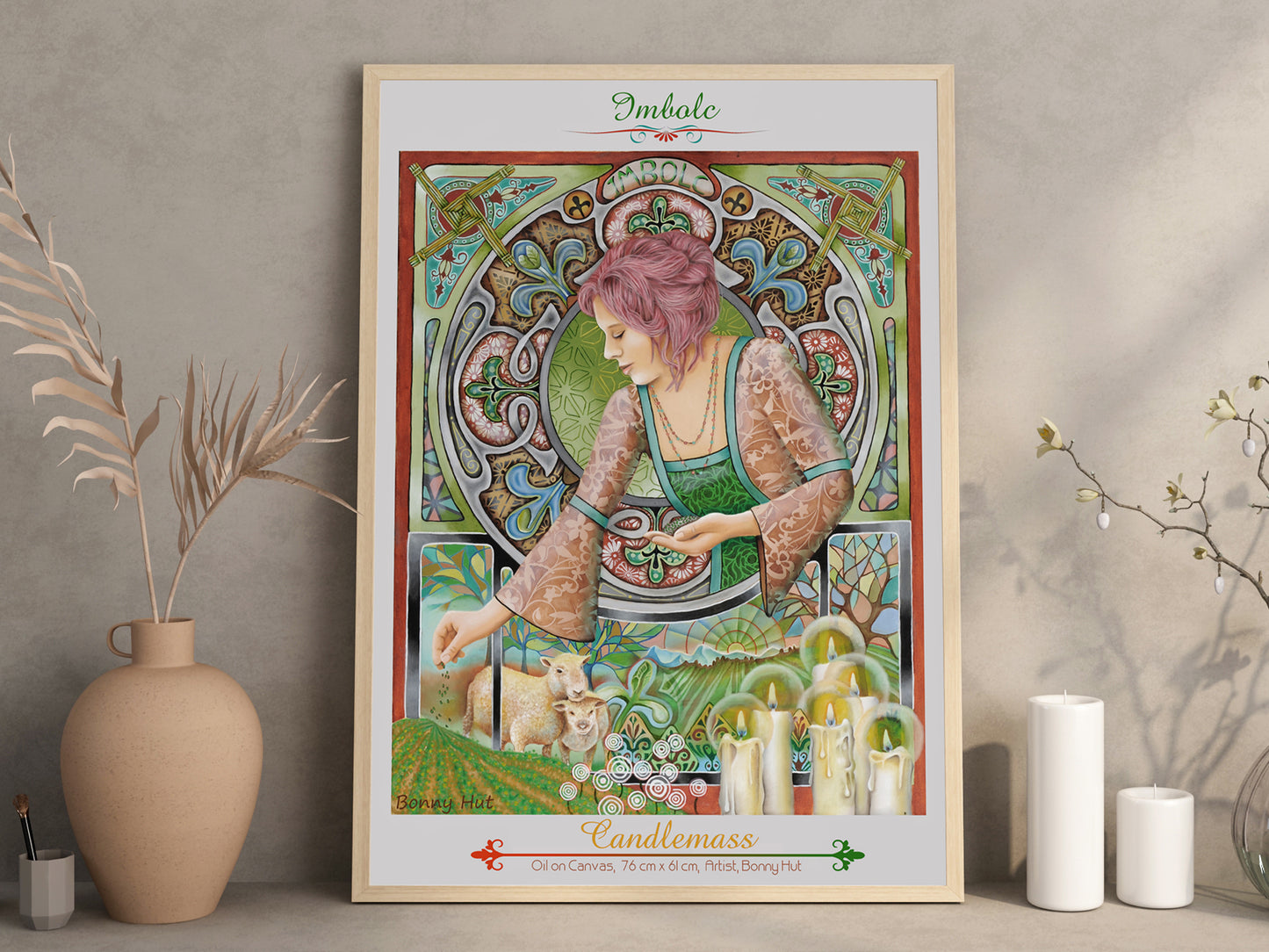 Imbolc Goddess Brigid Wiccan Wheel of the Year 8 pagan sabbats oil painting framed print