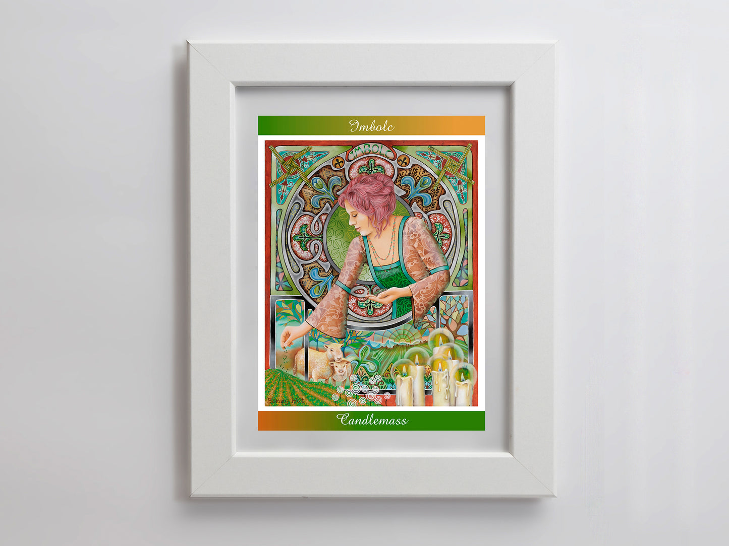 Imbolc Goddess Brigid framed greeting cards - Wiccan Wheel of the Year - 8 Pagan Sabbats