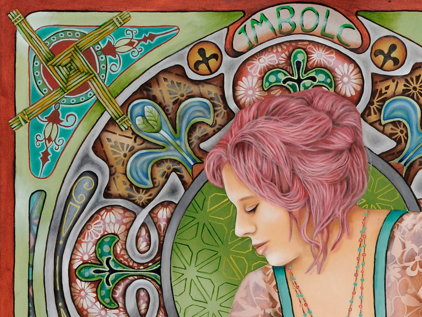 Imbolc Goddess Brigid framed greeting cards portrait detail- Wiccan Wheel of the Year - 8 Pagan Sabbats