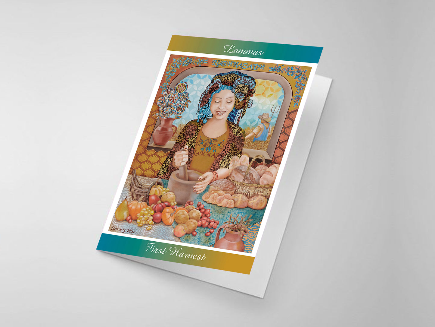 Lammas Lughnasadh art folded greeting cards - Kitchen Witch - Pagan Sabbat