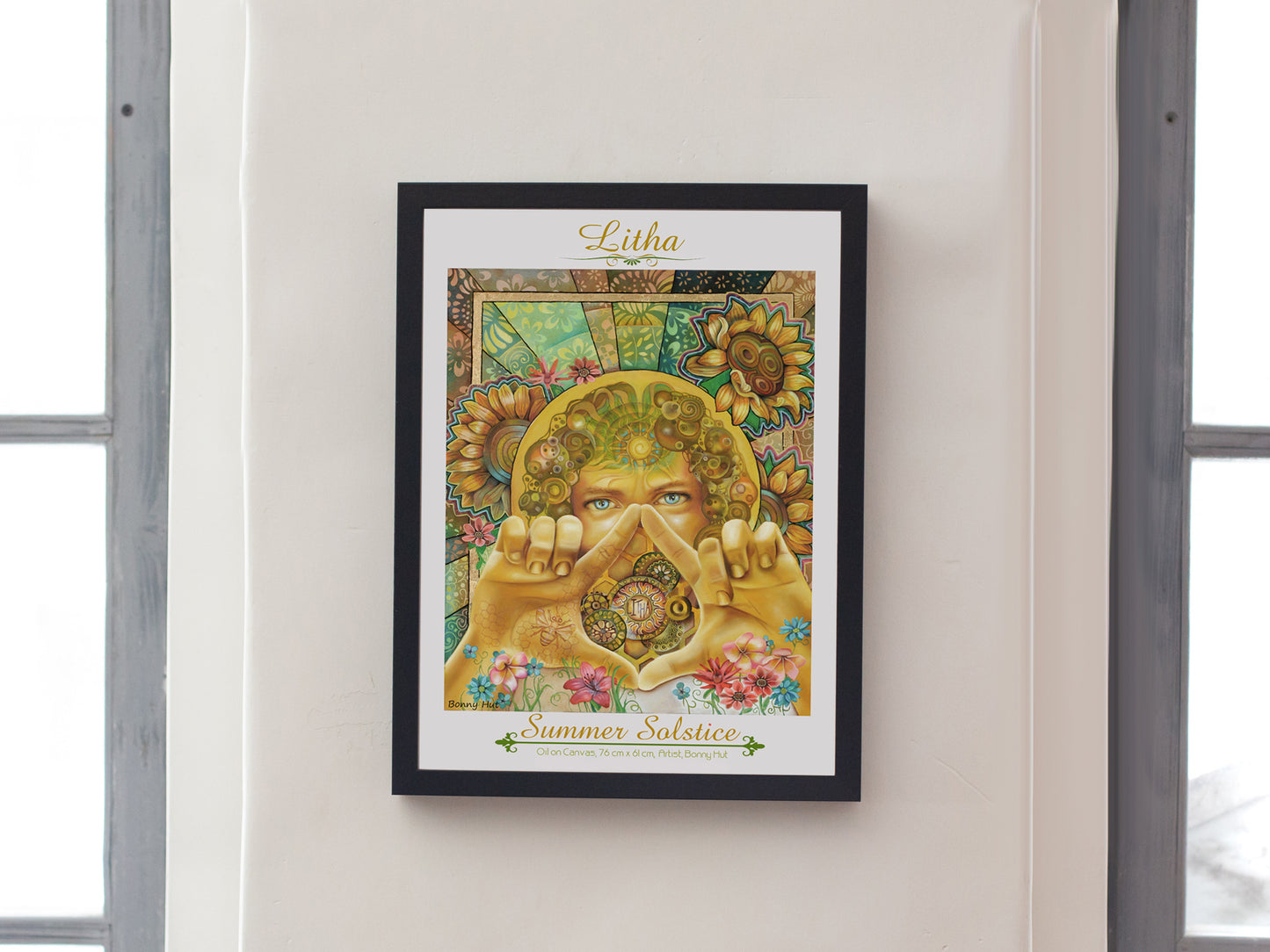 Litha Summer Solstice sun and sunflowers art prints with the sun god lugh Wiccan Wheel of the Year - 8 Pagan Sabbat