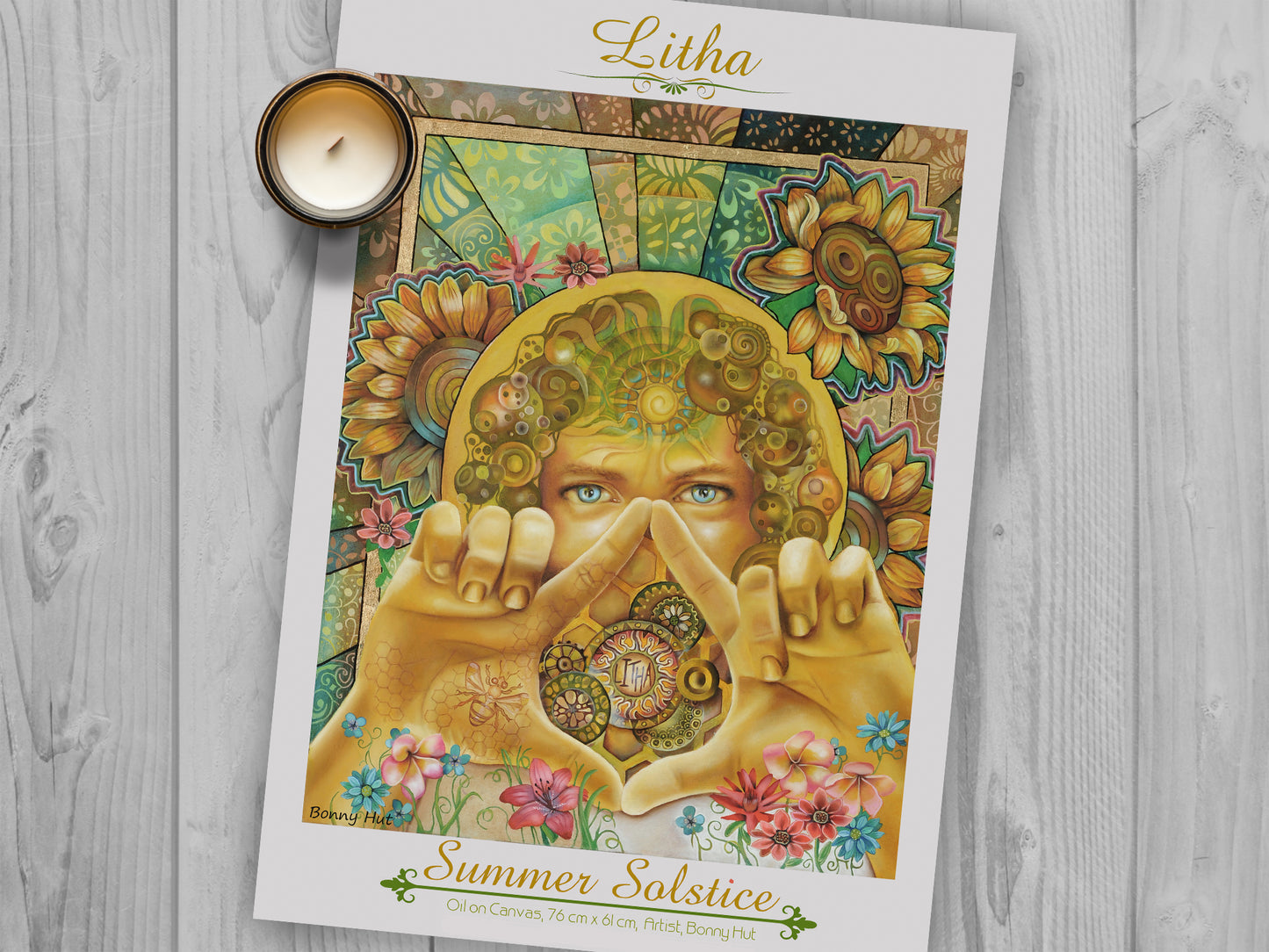 Litha Summer Solstice A3 giclee art prints - Sun God Lugh - Witchy art gifts Wiccan Wheel of the Year - 8 Pagan Sabbats