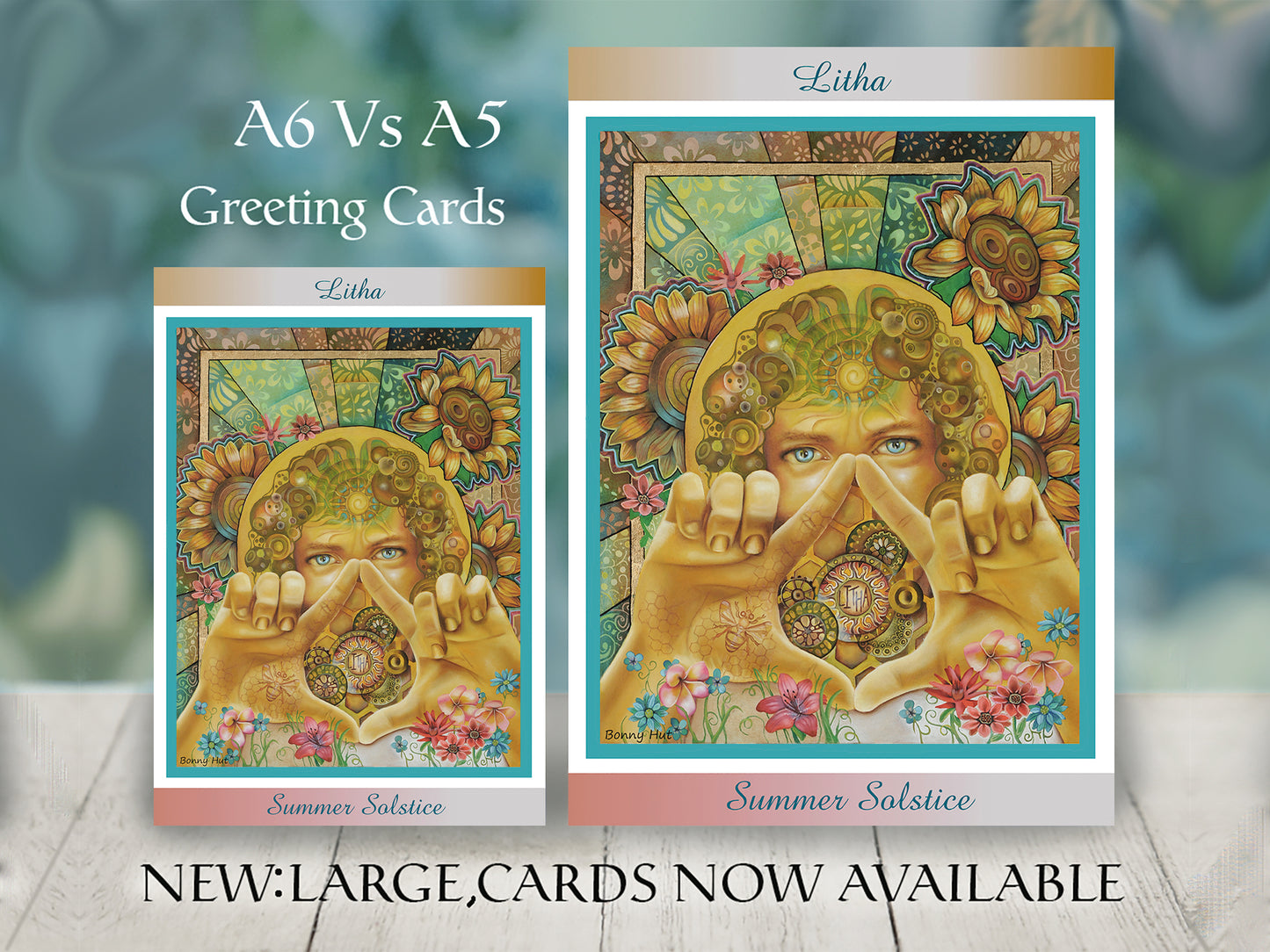 Litha Summer Solstice A5 & A6 greeting cards- Wiccan Wheel of the Year Pagan Sabbat
