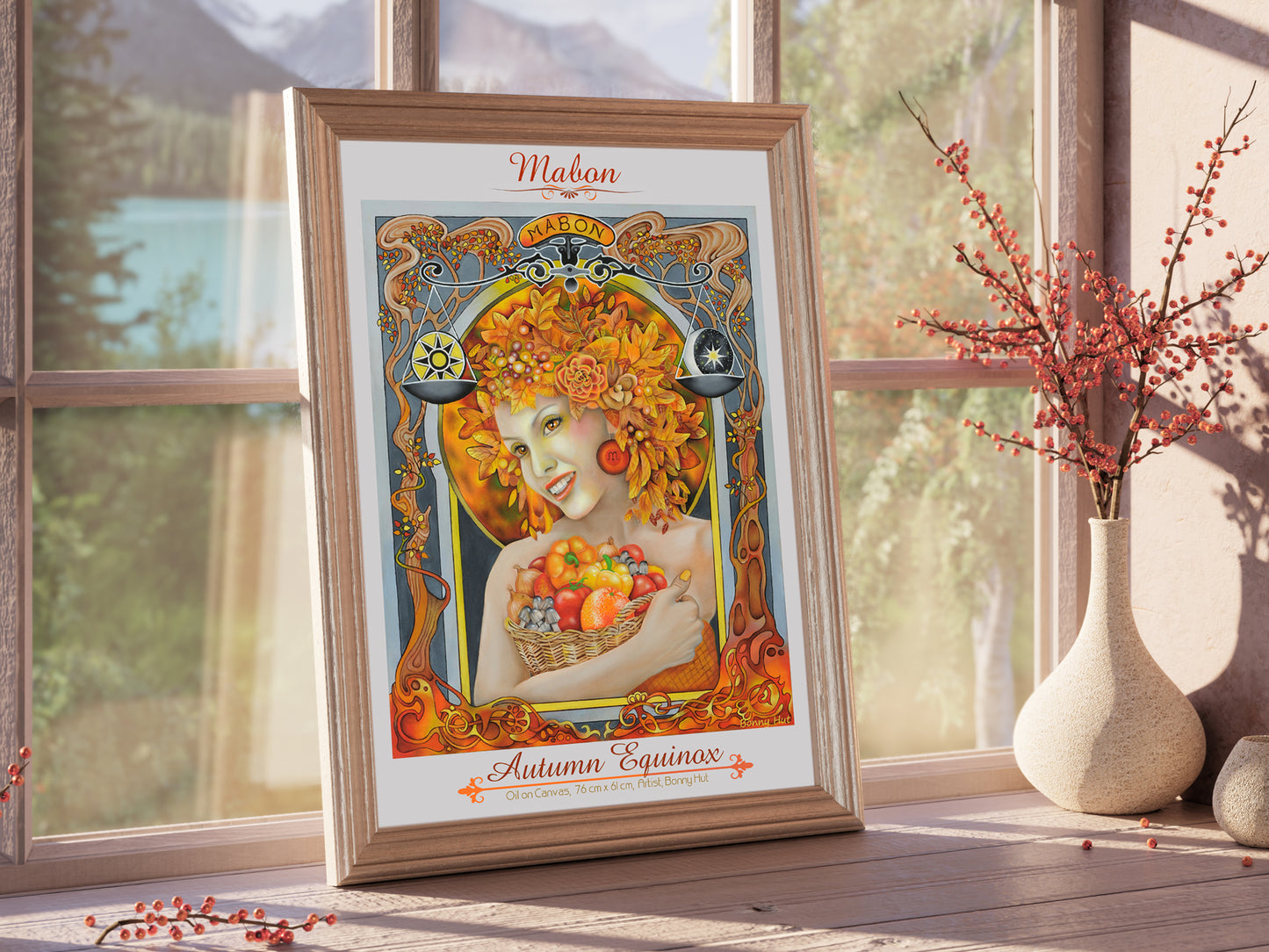 Mabon Autumn Equinox Framed Giclee wall art print - Wiccan Wheel of the Year witchy gifts 8 Pagan Sabbats