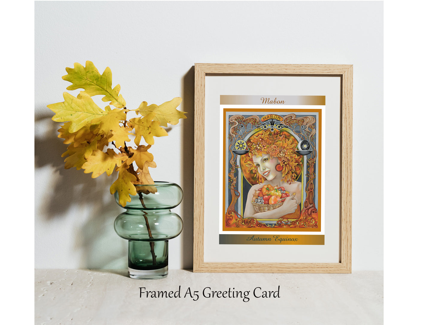 Mabon Autumn Equinox art framed greeting cards - Art Nouveau inspired Wiccan Wheel of the Year - Pagan Sabbat