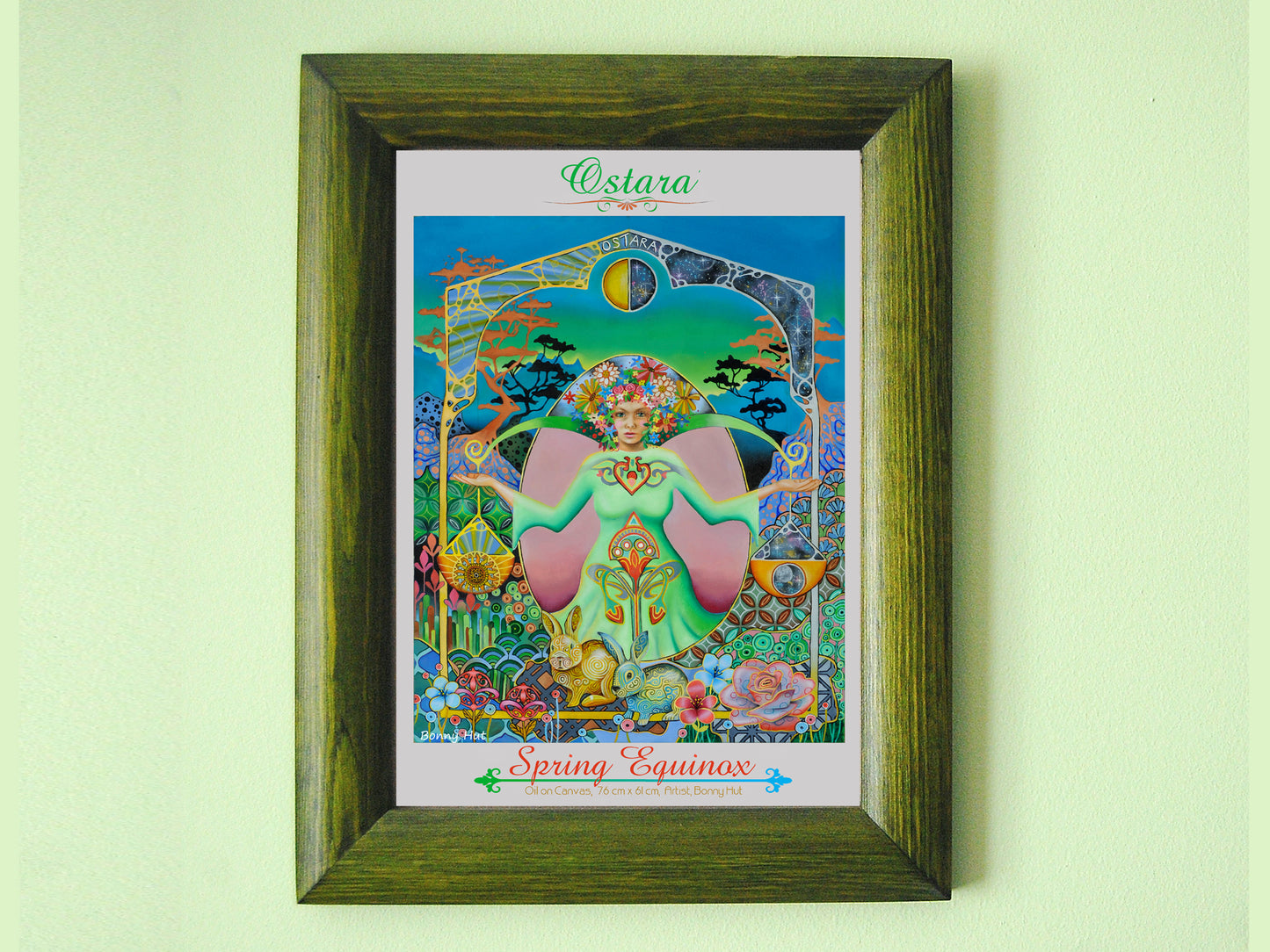 Ostara Spring Equinox A4 framed Art Prints - Wiccan Wheel of the Year - 8 Pagan Sabbats