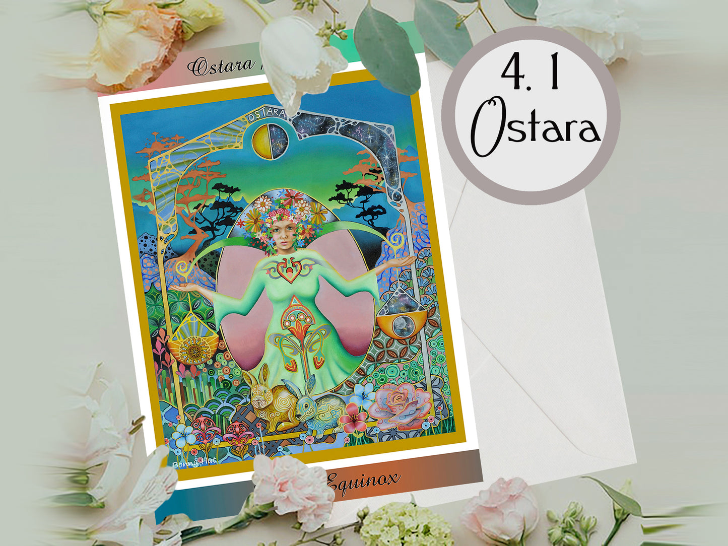 Ostara Spring Equinox Witchy Gifts Wiccan Wheel of the Year Greeting Cards Art Nouveau inpired with mixed bulk options of all 8 Pagan Sabbats