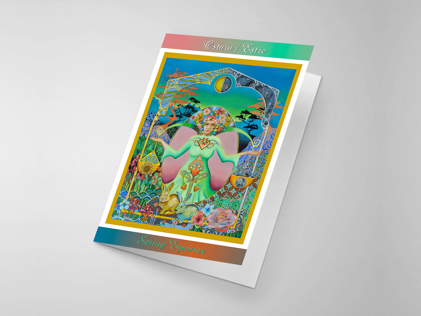 Ostara Spring Equinox art folded greeting cards - Wiccan Wheel of the Year Pagan Sabbat