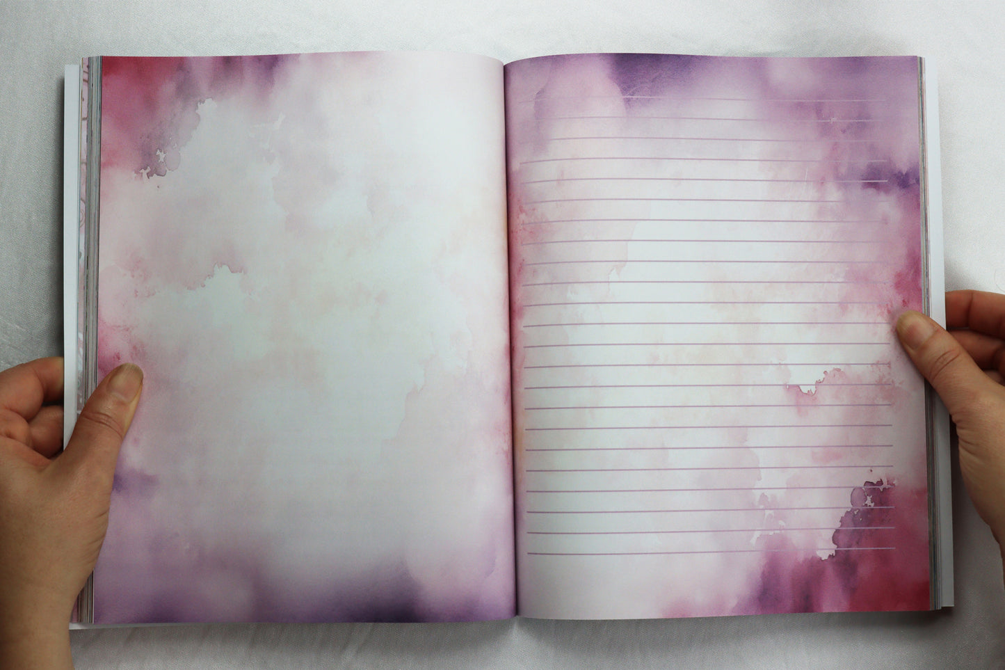 Etherial purple watercolor writing pages in Journal. Spiritual Art Journal, Spiritual birthday gifts, Metaphysical store gift, Poetry book, Visionary artwork by artist Bonny Hut