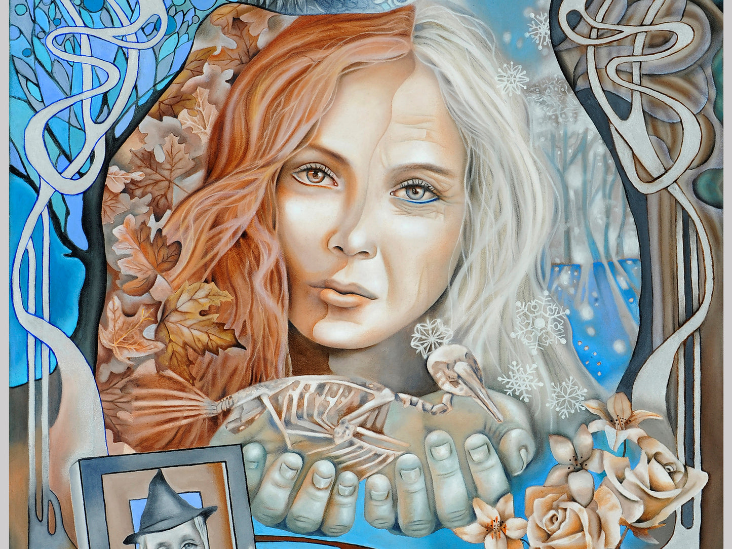 Samhain - Halloween oil painting portrait detail - Wiccan Wheel of the Year - 8 Pagan Sabbats