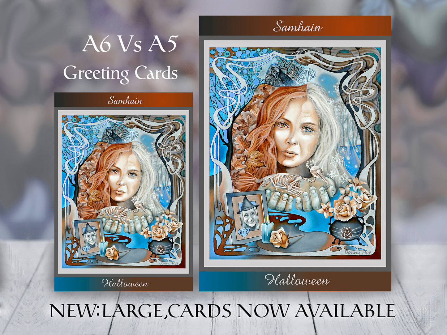 Samhain / Halloween Art Nouveau art A6 and A5 greeting cards - Wheel of the Year Pagan Sabbat