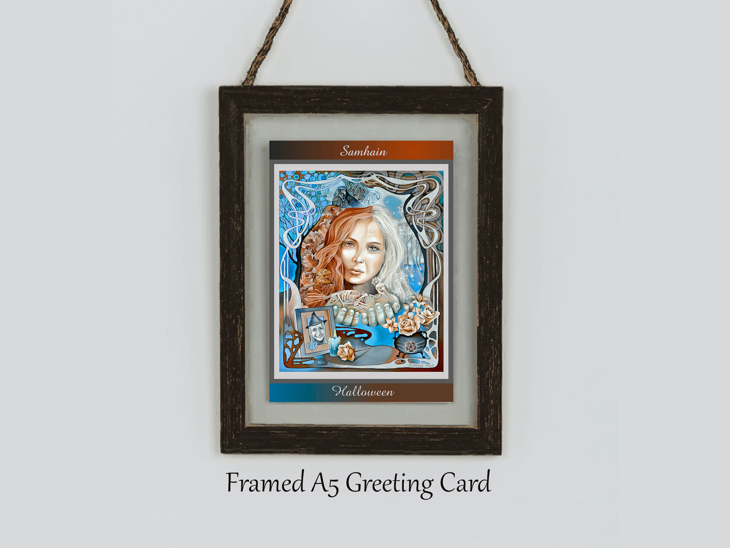 Samhain / Halloween art greeting cards - Wheel of the Year Pagan Sabbat framed Art Nouveau card