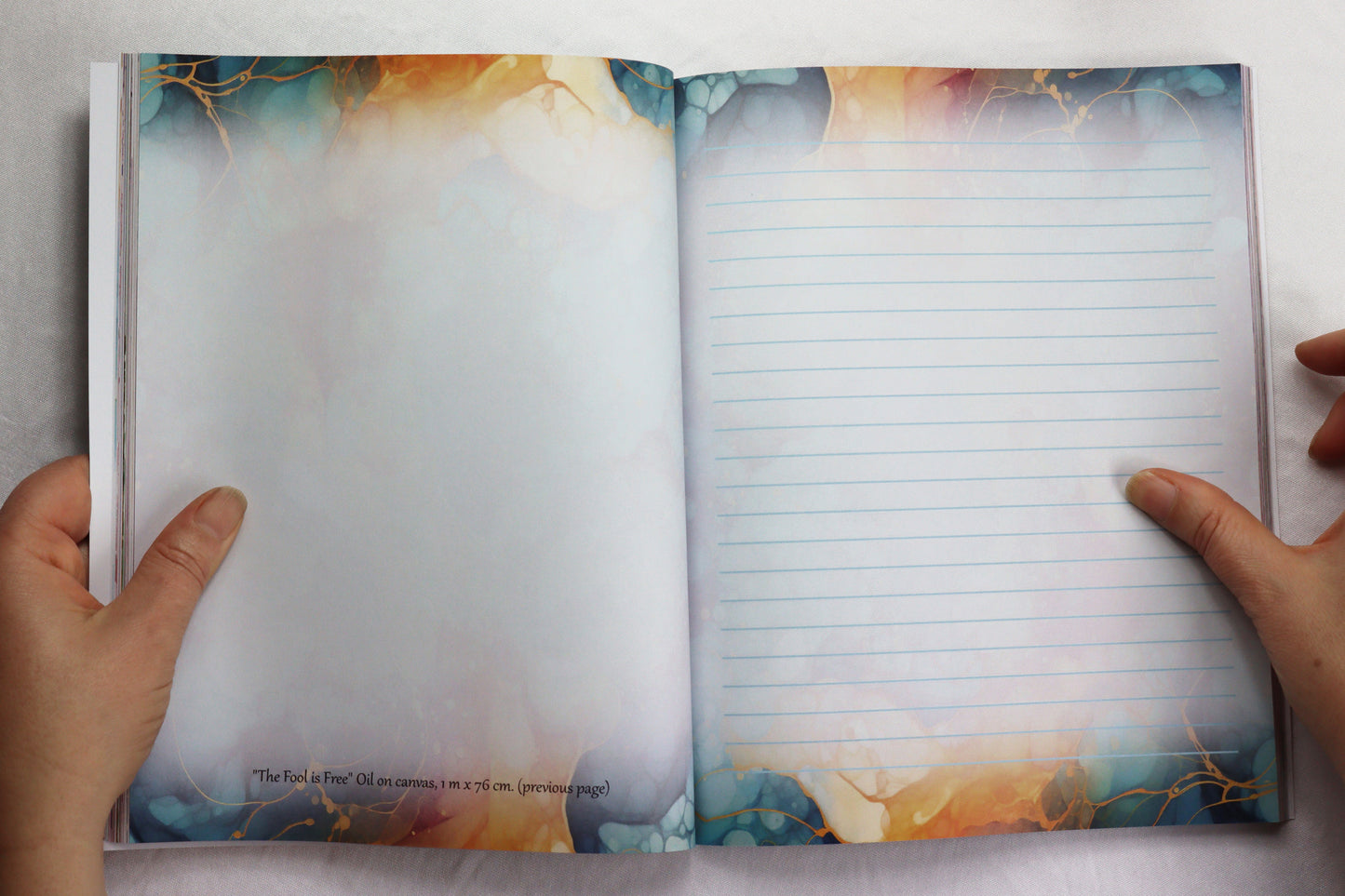 Lovely writing pages in Journal with decorated border. Spiritual Art Journal, Spiritual birthday gifts, Metaphysical store gift, Poetry book, Visionary artwork by artist Bonny Hut
