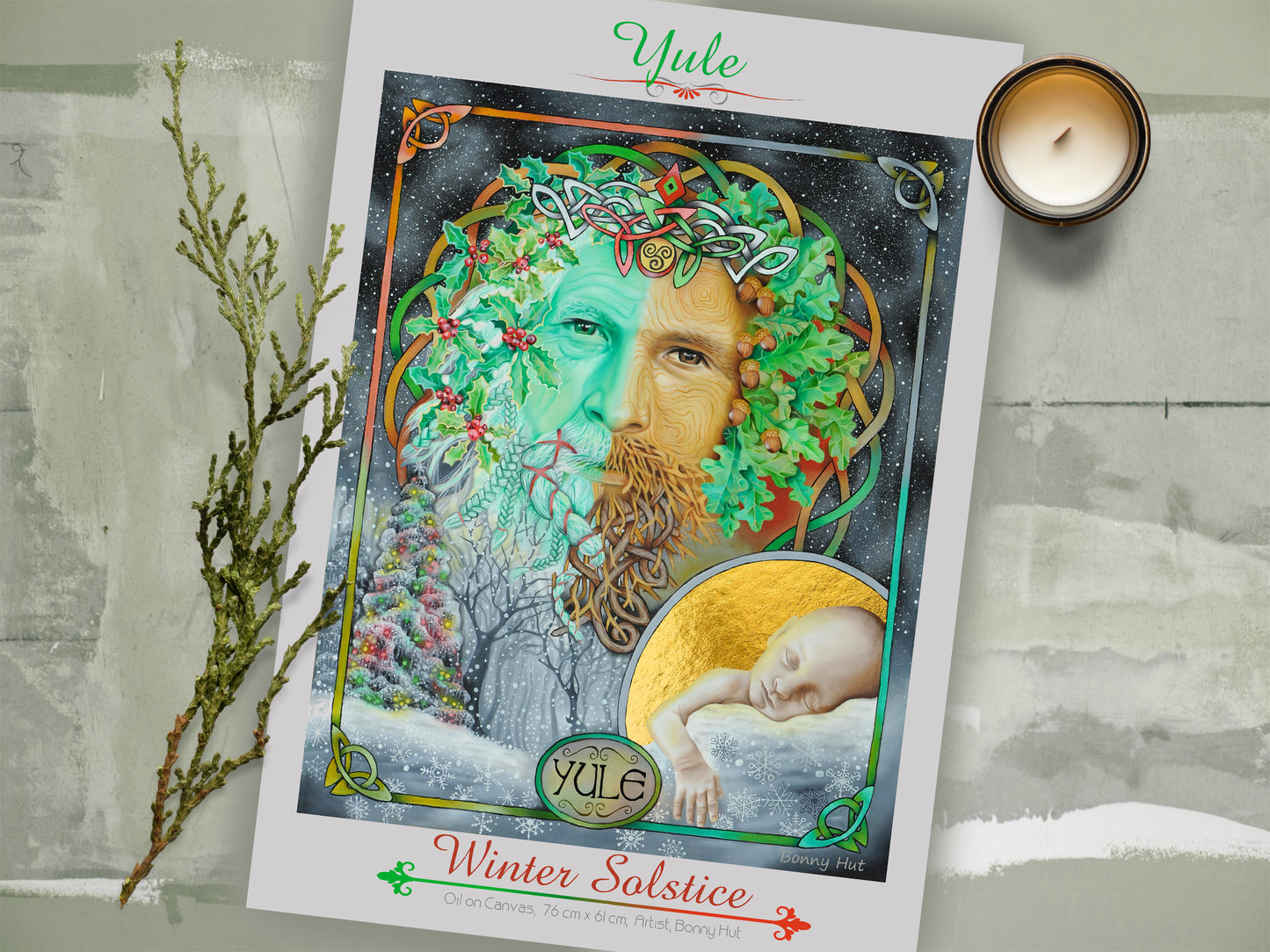Yule - Winter Solstice A3-A4-wall art prints - Wiccan Wheel of the Year - 8 Pagan Sabbats