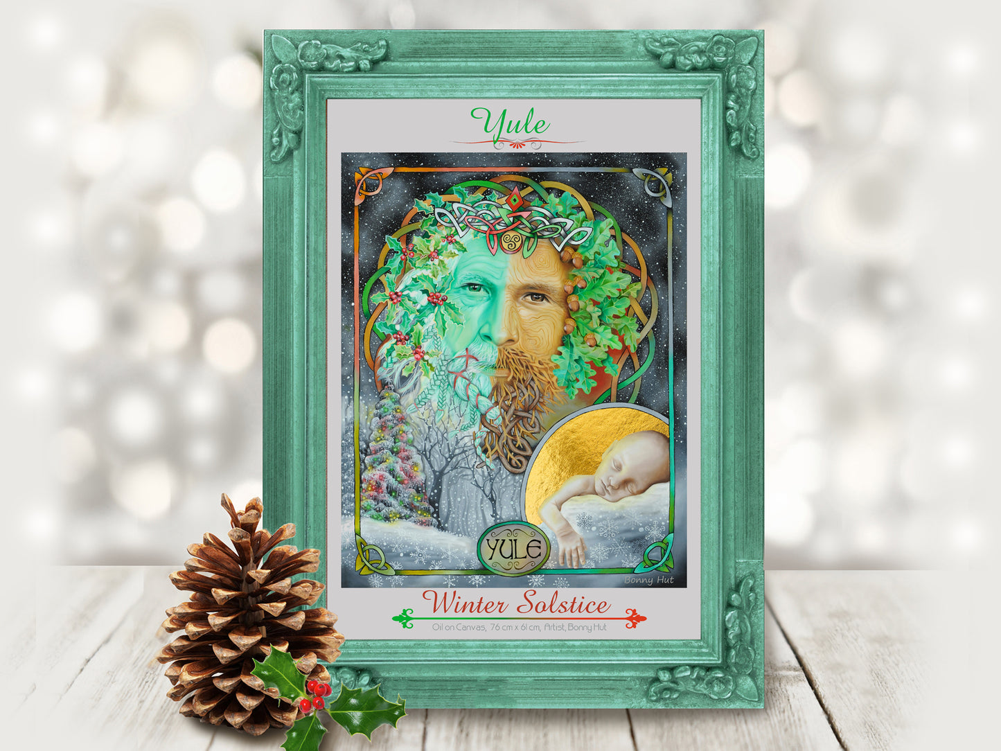 Yule - Winter Solstice framed art prints - Wiccan Wheel of the Year - 8 Pagan Sabbats