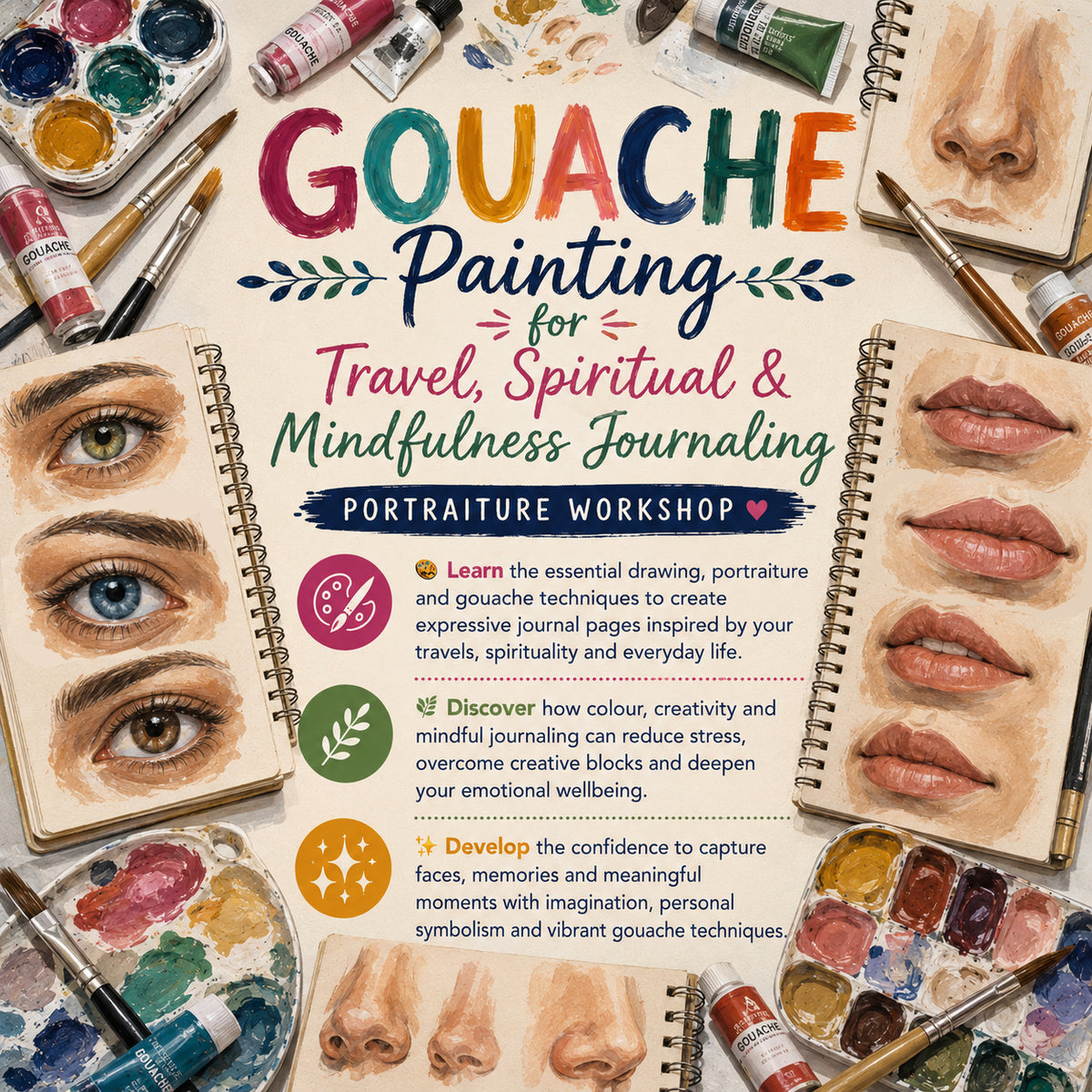Mindfulness Gouache Journalling Painting Workshops