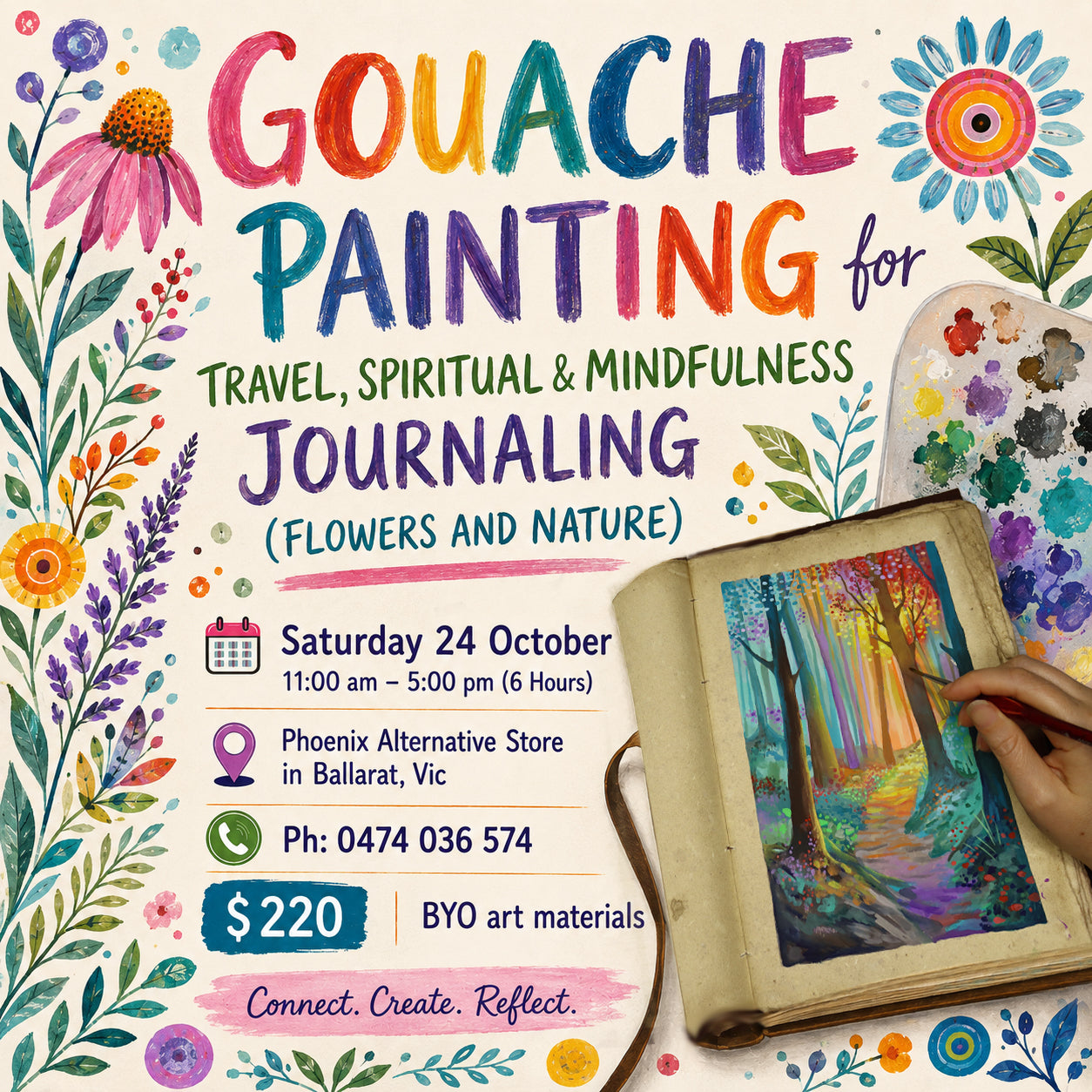 Mindfulness Gouache Journalling Painting Workshops
