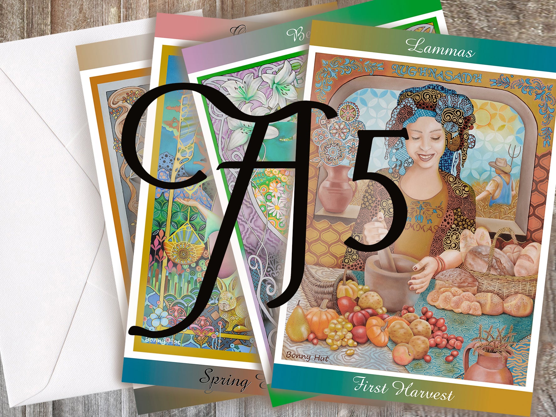 A5 (larger) Wheel of the Year Greeting Cards set, mixed bulk options, all 8 Pagan Sabbats
