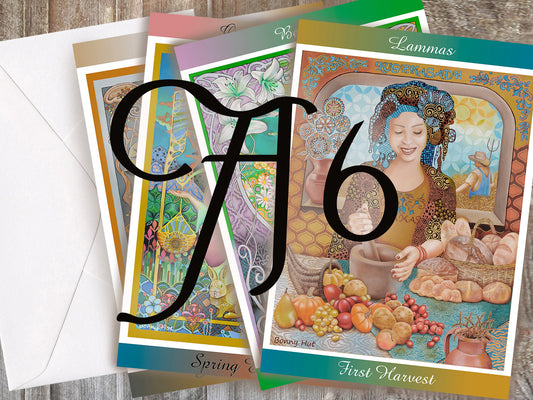 A6 Wiccan Wheel of the Year, Greeting Cards, mixed bulk options, 8 Pagan Sabbats