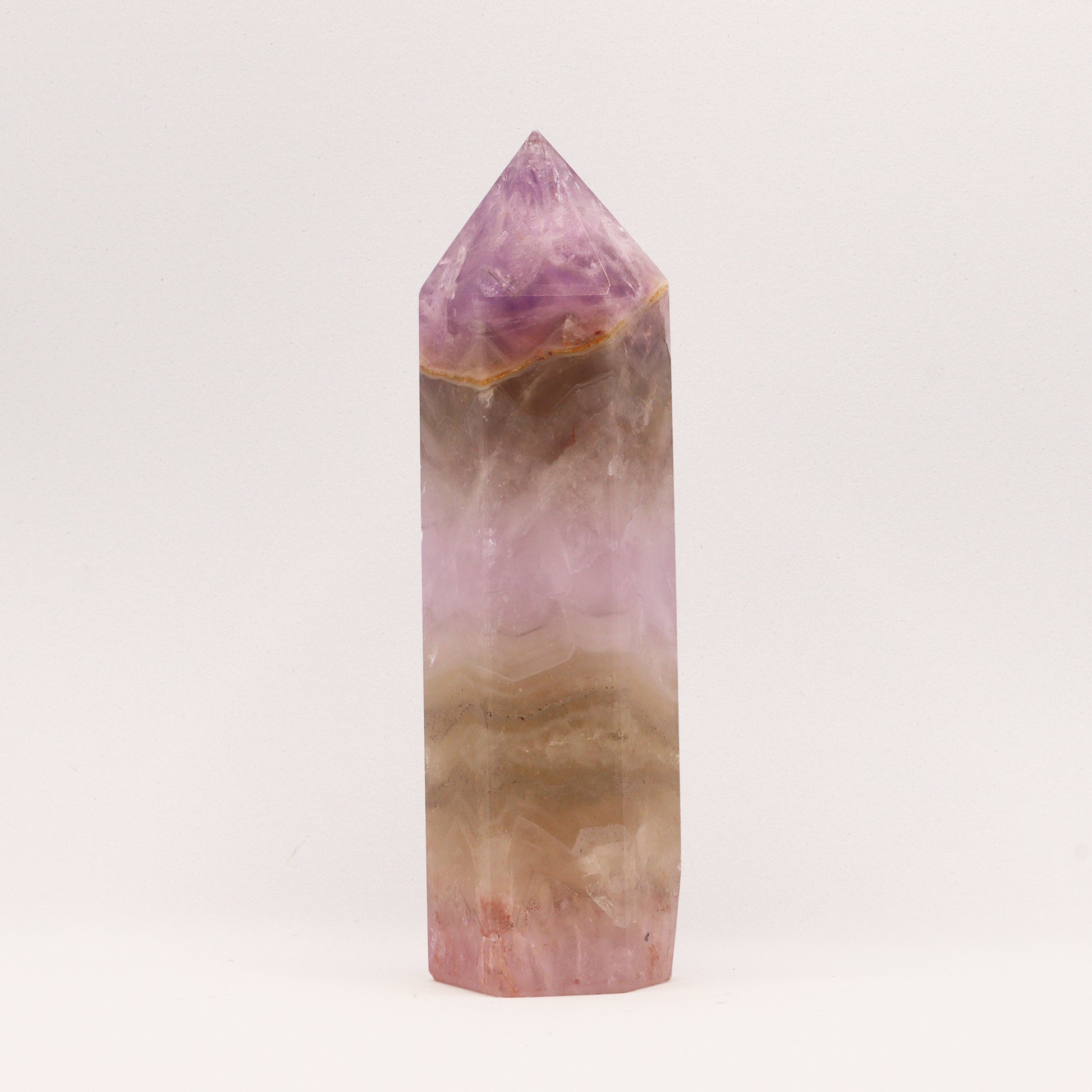 Amethyst Quartz Crystal with rose quartz Hexagonal Towers Obelisks Wands. Esoteric decor,spiritual gifts from our online new age metaphysical store based in Melbourne Australia. 