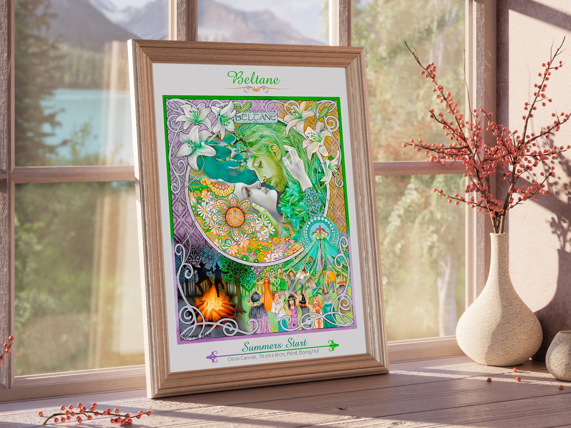 Beltane  Framed Altar art print - Wiccan Wheel of the Year - 8 Pagan Sabbats