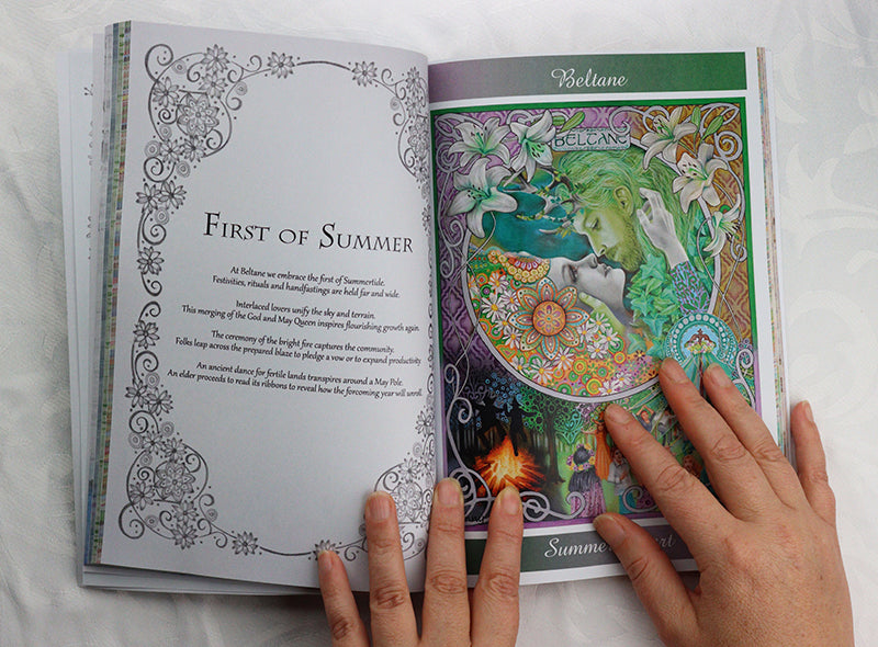 Beltane, Wiccan Wheel of the Year Journal Poem, 8 Pagan Sabbats Book Art Nouvea inspired
