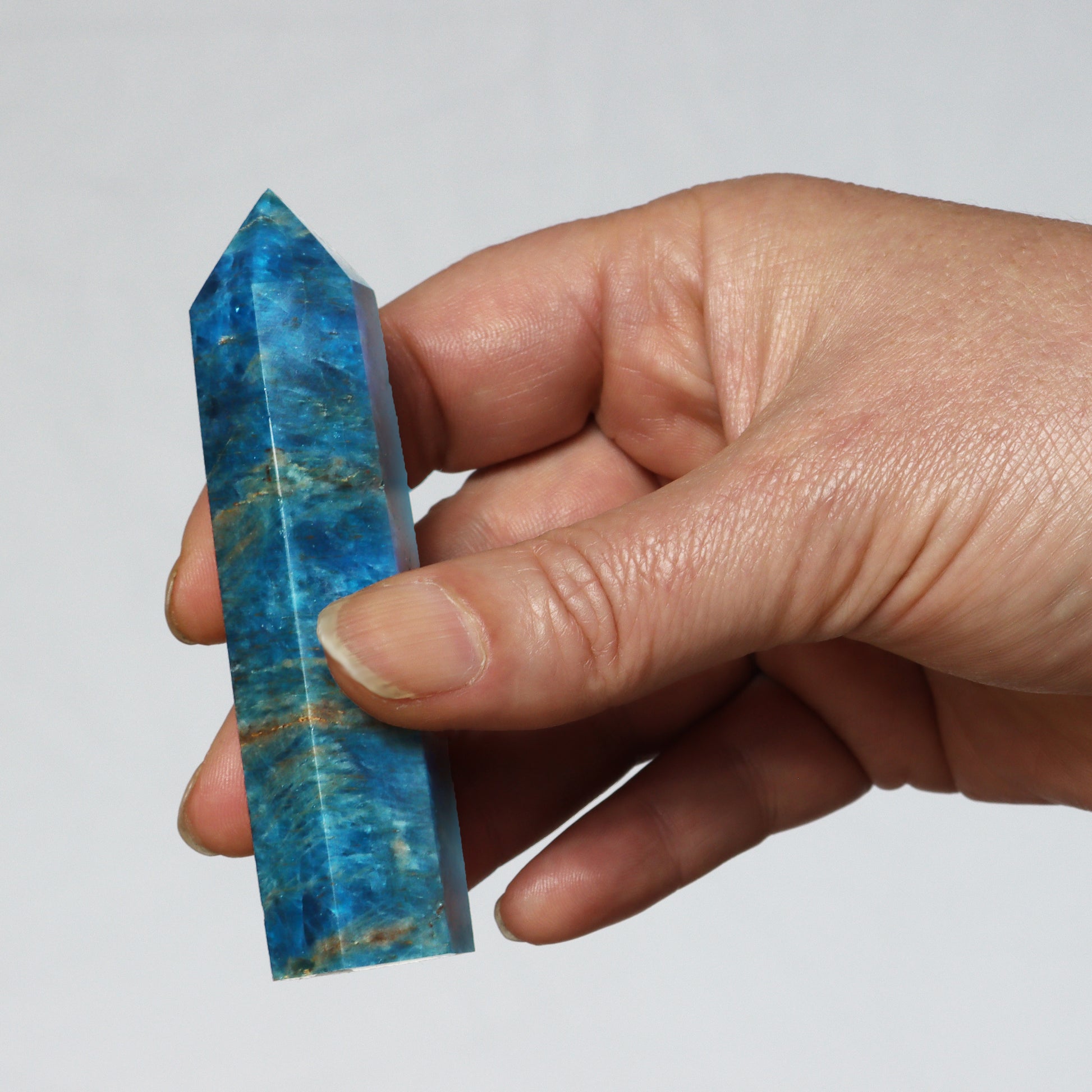 Beautiful Blue Apatite natural stone towers / generators / obelisks. Esoteric decor and spiritual gifts from our online New Age Metaphysical store based in Melbourne, Australia. 