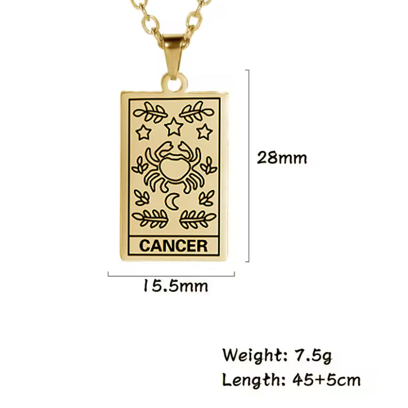 Cancer birthday gift necklace-pendant, Zodiac star-sign 18k gold-plated jewellery. Size chart. 