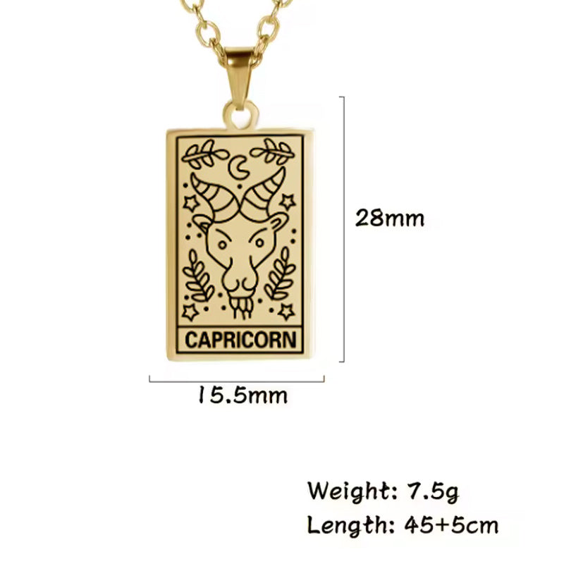 Capricorn birthday gift necklace-pendant, Zodiac star-sign jewellery.  Size chart. 