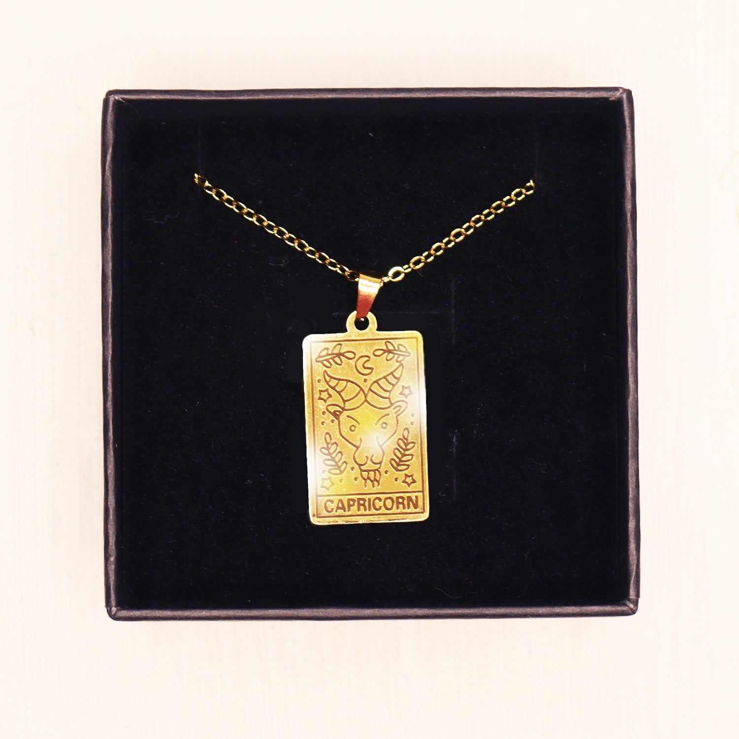 Capricorn birthday gift necklace-pendant, Zodiac star-sign jewellery. Spiritual Esoteric gifts for her. Great for horoscope astrology lovers.  Displayed in a velvet black box.