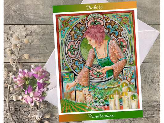 Imbolc Goddess Brigid greeting cards - Wiccan Wheel of the Year - 8 Pagan Sabbats