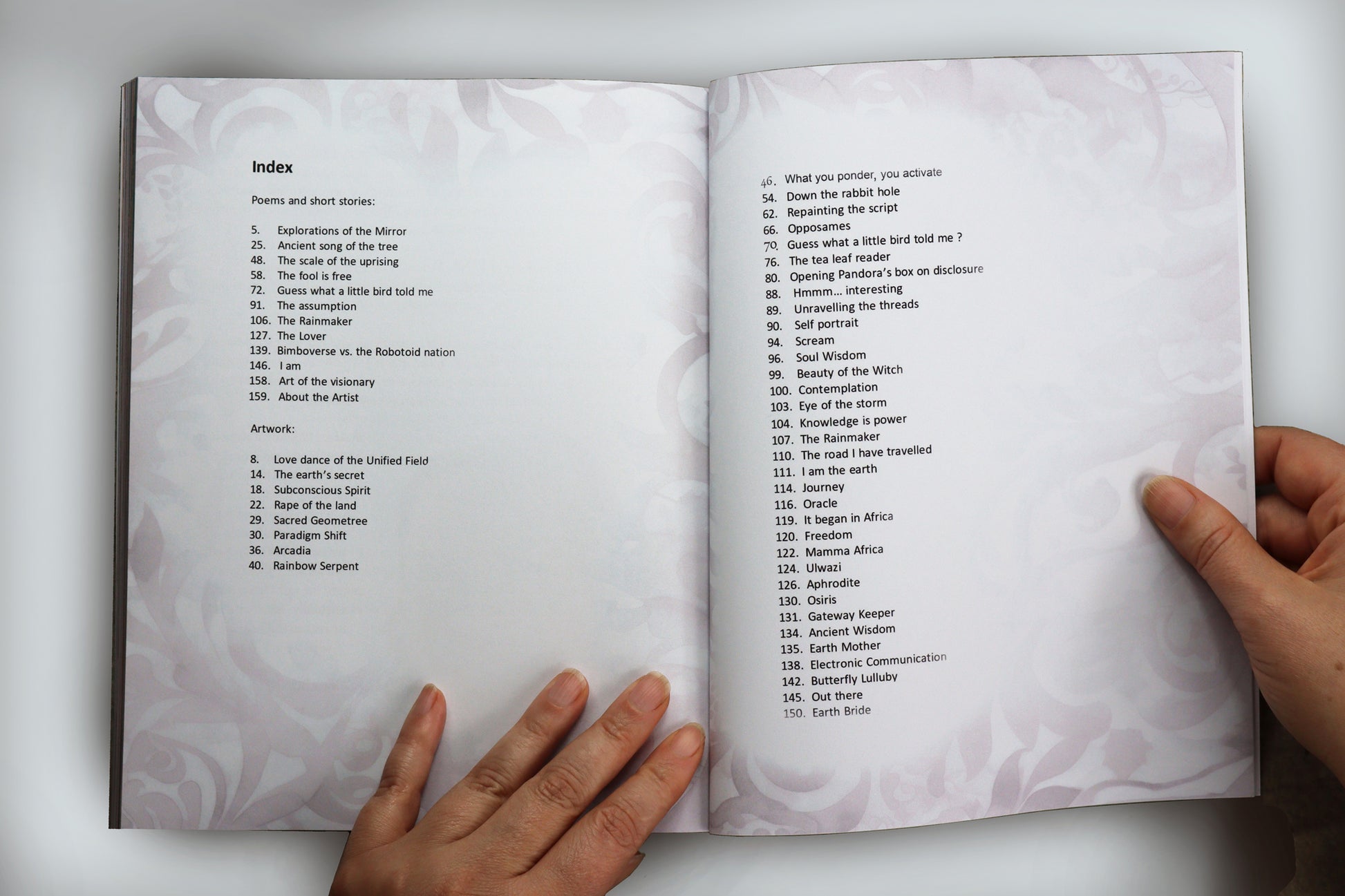 Index. Spiritual Art Journal, Spiritual birthday gifts, Metaphysical store gift, Poetry book, Visionary artwork by artist Bonny Hut