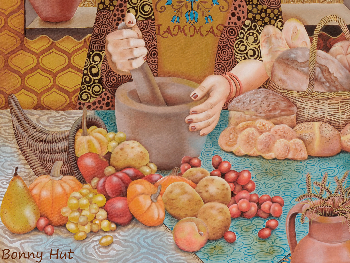 Lammas Lughnasadh bread harvest art greeting cards - Kitchen Witch - Pagan Sabbat
