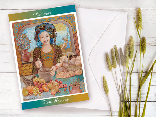 Lammas Lughnasadh art greeting cards - Kitchen Witch - Pagan Sabbat