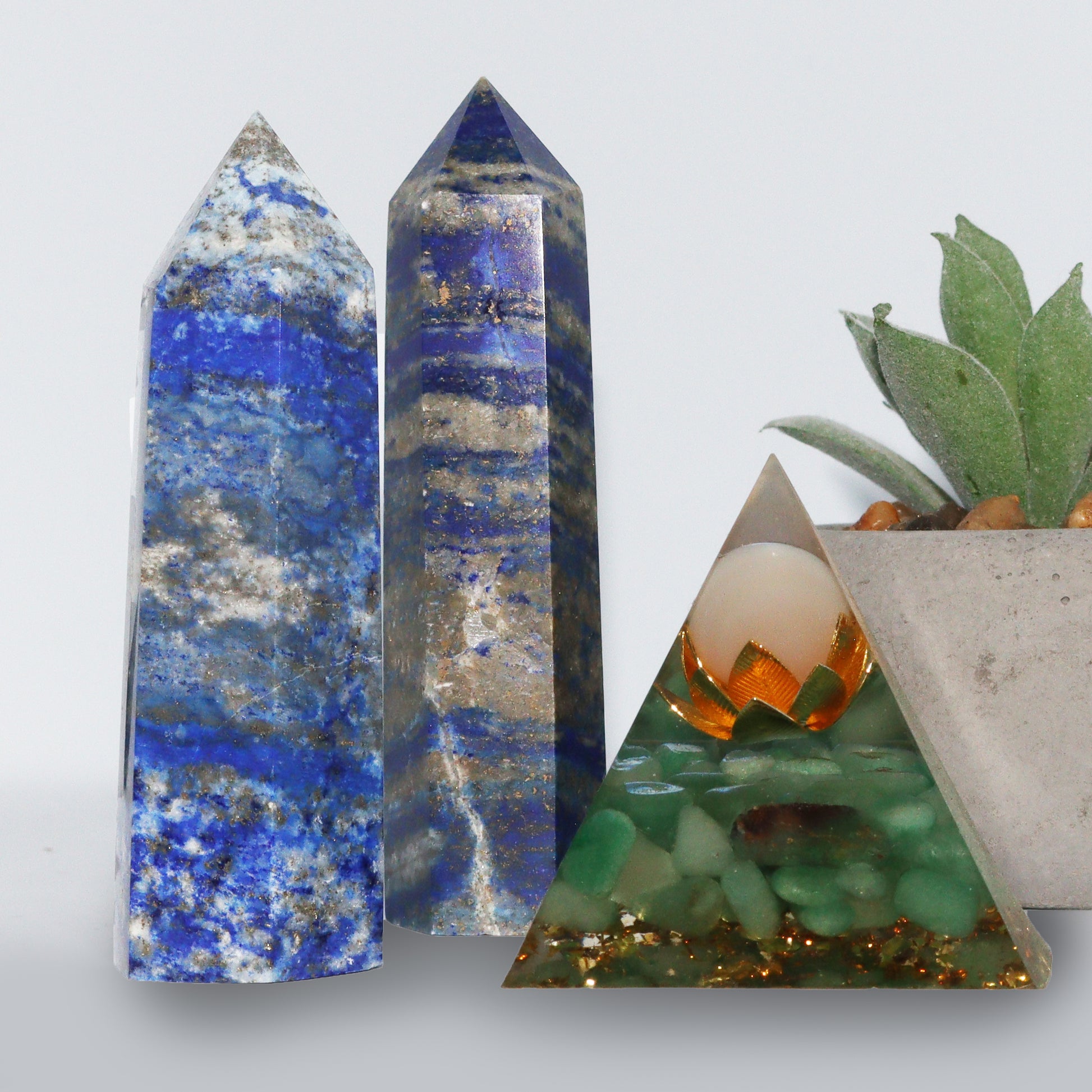 Blue Lapis Lazuli Crystal Hexagonal Tower / Obelisk. Esoteric spiritual gifts from our New age Metaphysical store.