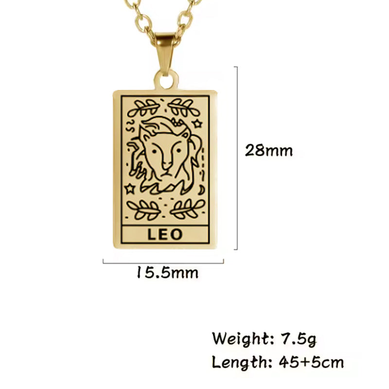 Leo birthday gift necklace-pendant, Astrology Horoscope Zodiac star-sign jewellery size chart