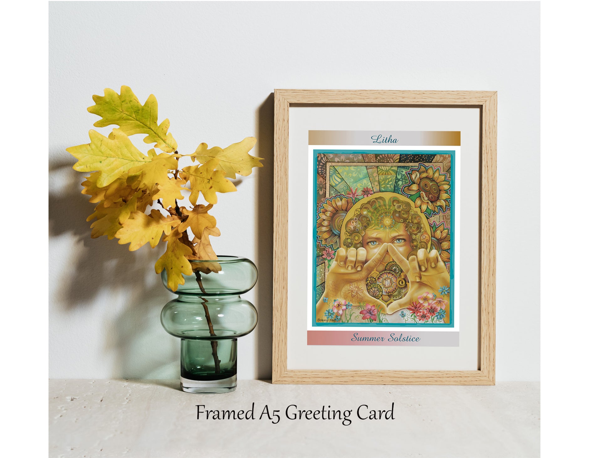 Litha Summer Solstice framed greeting card- Wiccan Wheel of the Year Pagan Sabbat
