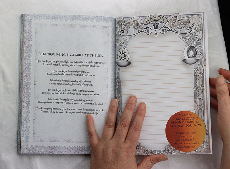 Wiccan Wheel of the Year Journal Poem, 8 Pagan Sabbats Book Art Nouvea inspired