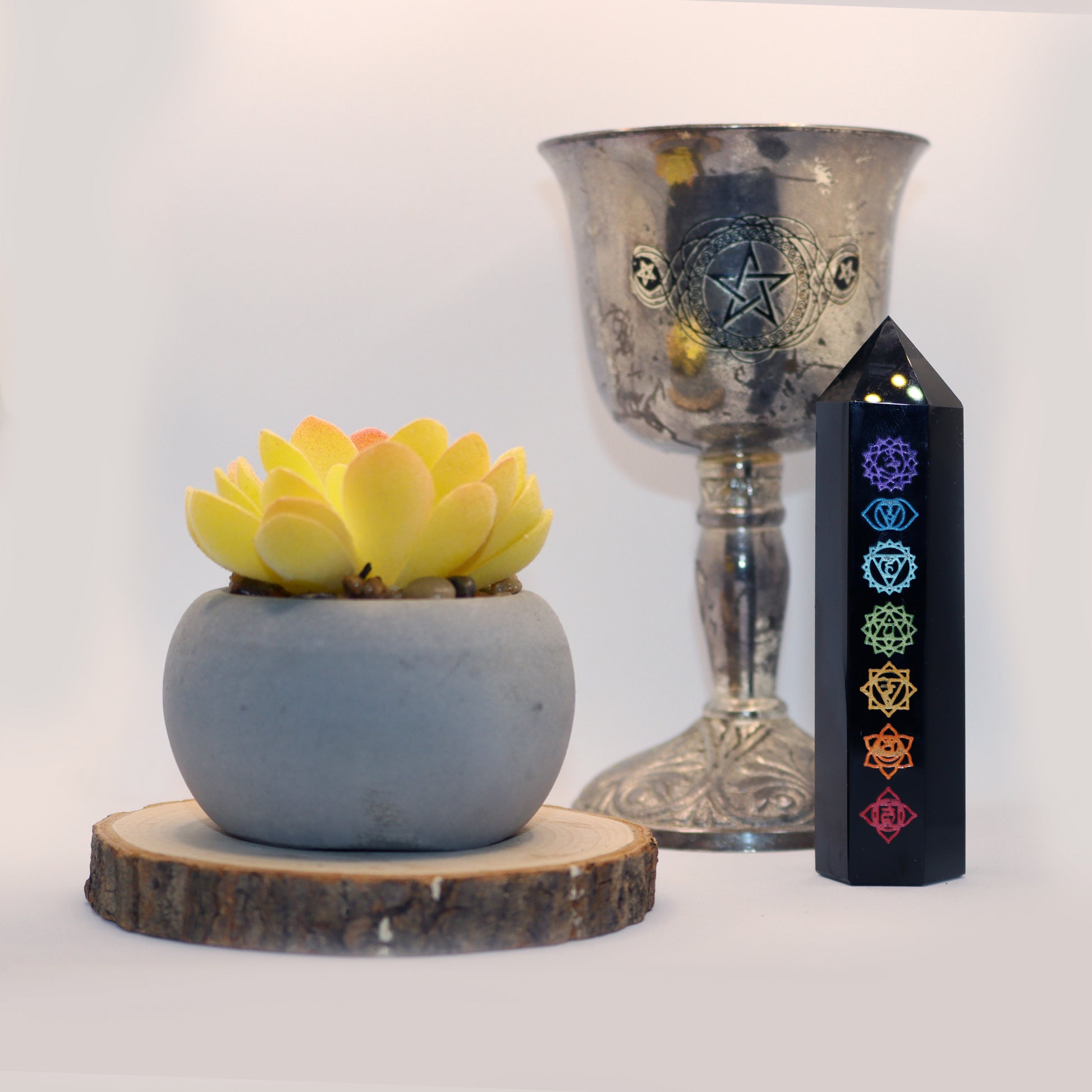 Natural Black Obsidian Crystal towers - generators - obelisks - with chakra design for sale.
Beautiful Esoteric Spiritual gifts from our online Metaphysical store. Sent from Melbourne, Australia. Free postage.