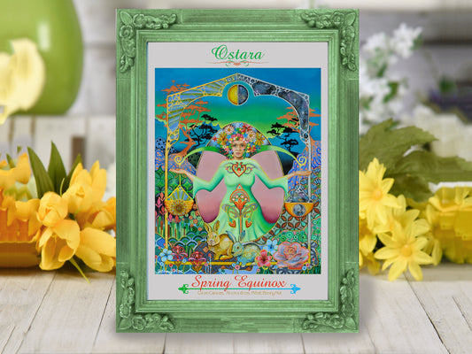 Ostara Spring Equinox Framed Art Prints - Wiccan Wheel of the Year - 8 Pagan Sabbats