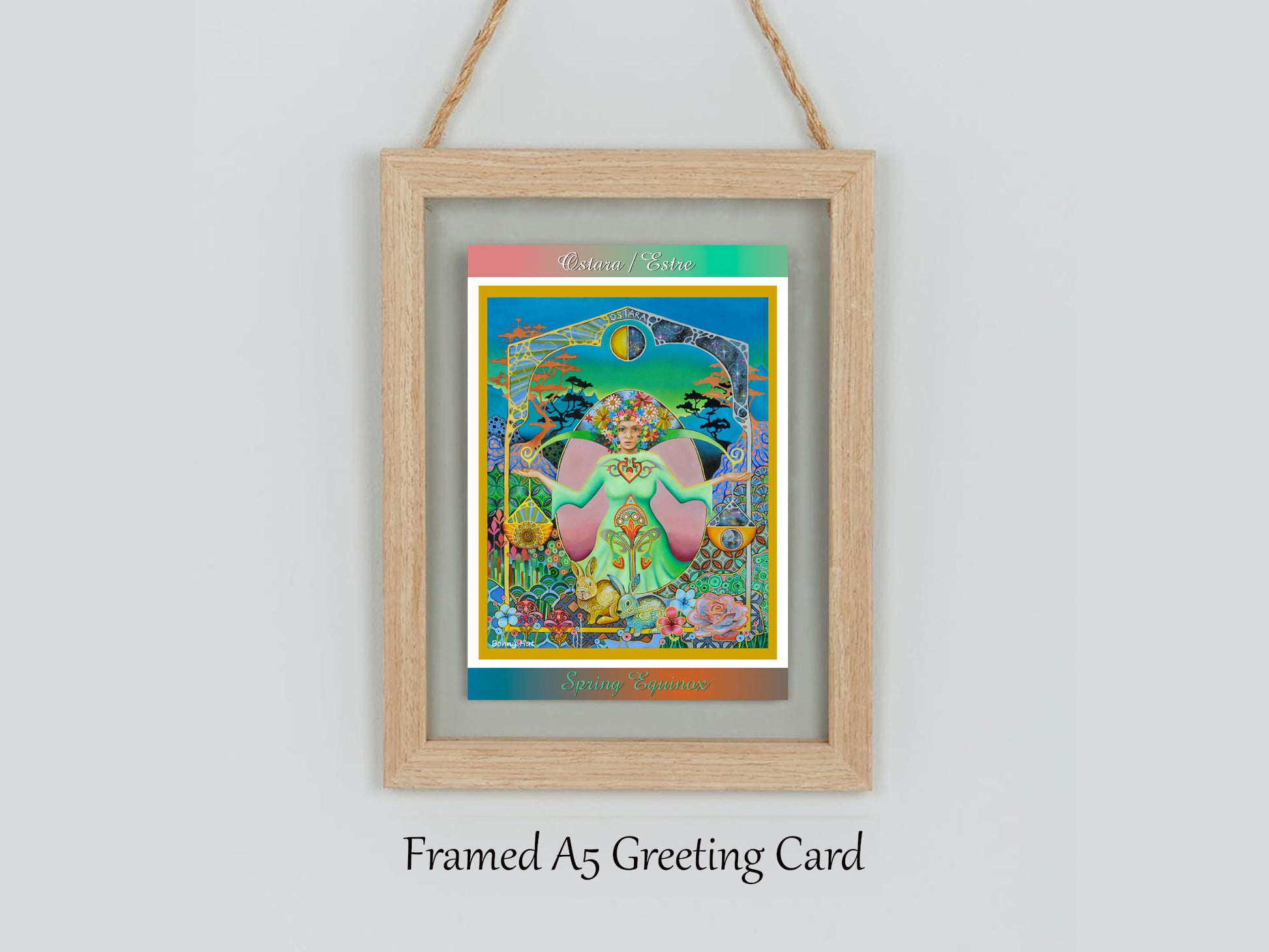 Ostara Spring Equinox art greeting cards - Wiccan Wheel of the Year Pagan Sabbat with balance scale