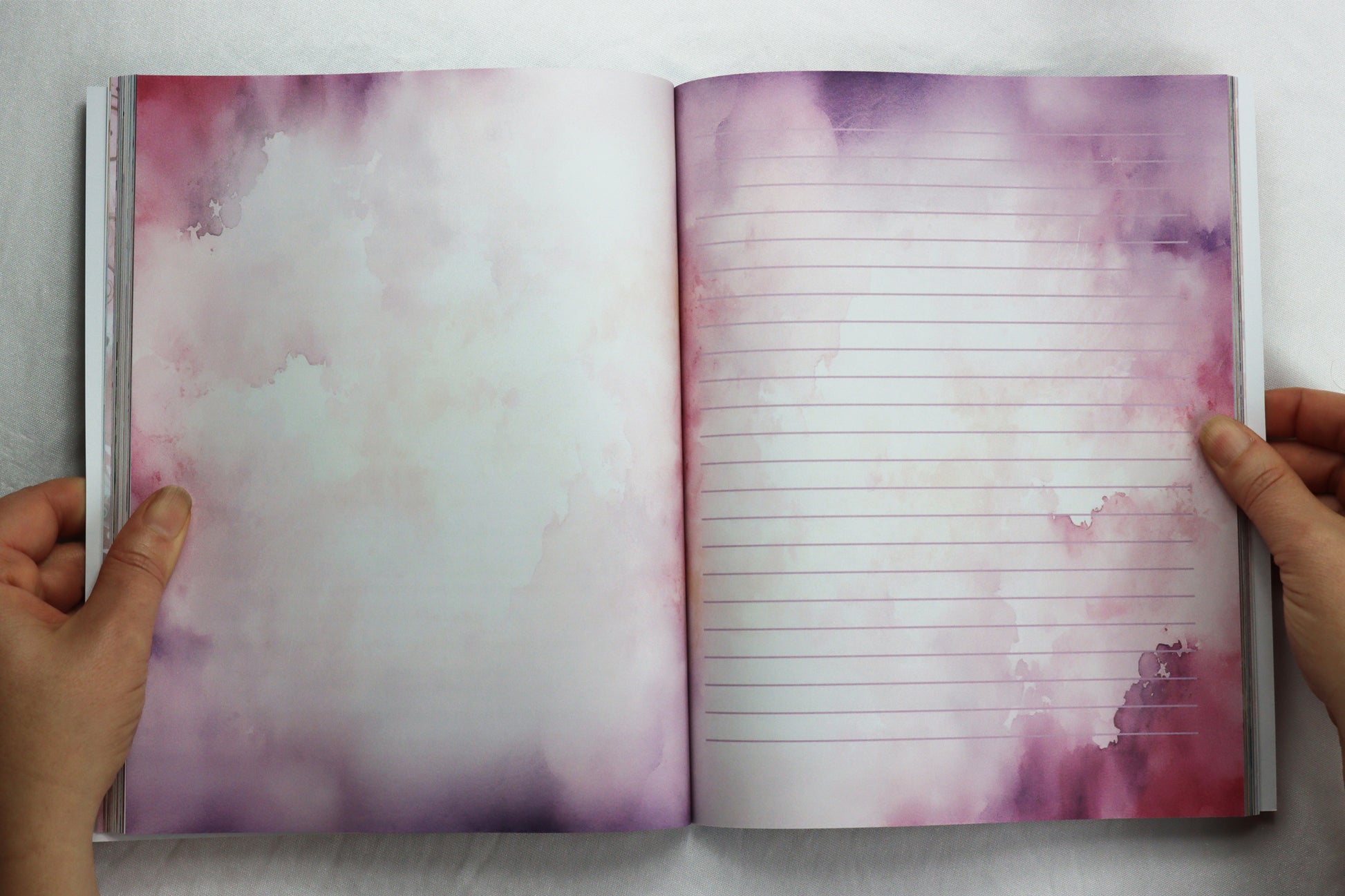 Etherial purple watercolor writing pages in Journal. Spiritual Art Journal, Spiritual birthday gifts, Metaphysical store gift, Poetry book, Visionary artwork by artist Bonny Hut