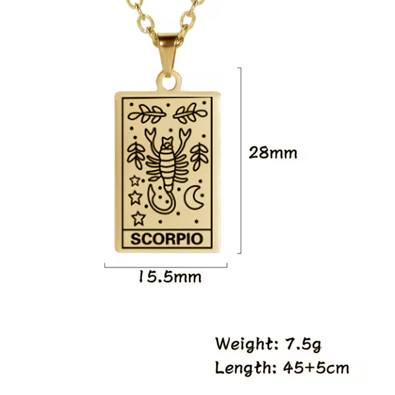 Scorpio birthday gift necklace-pendant, Zodiac star-sign jewellery for horoscope astrology lovers. Spiritual esoteric gifts for her. Size chart. 