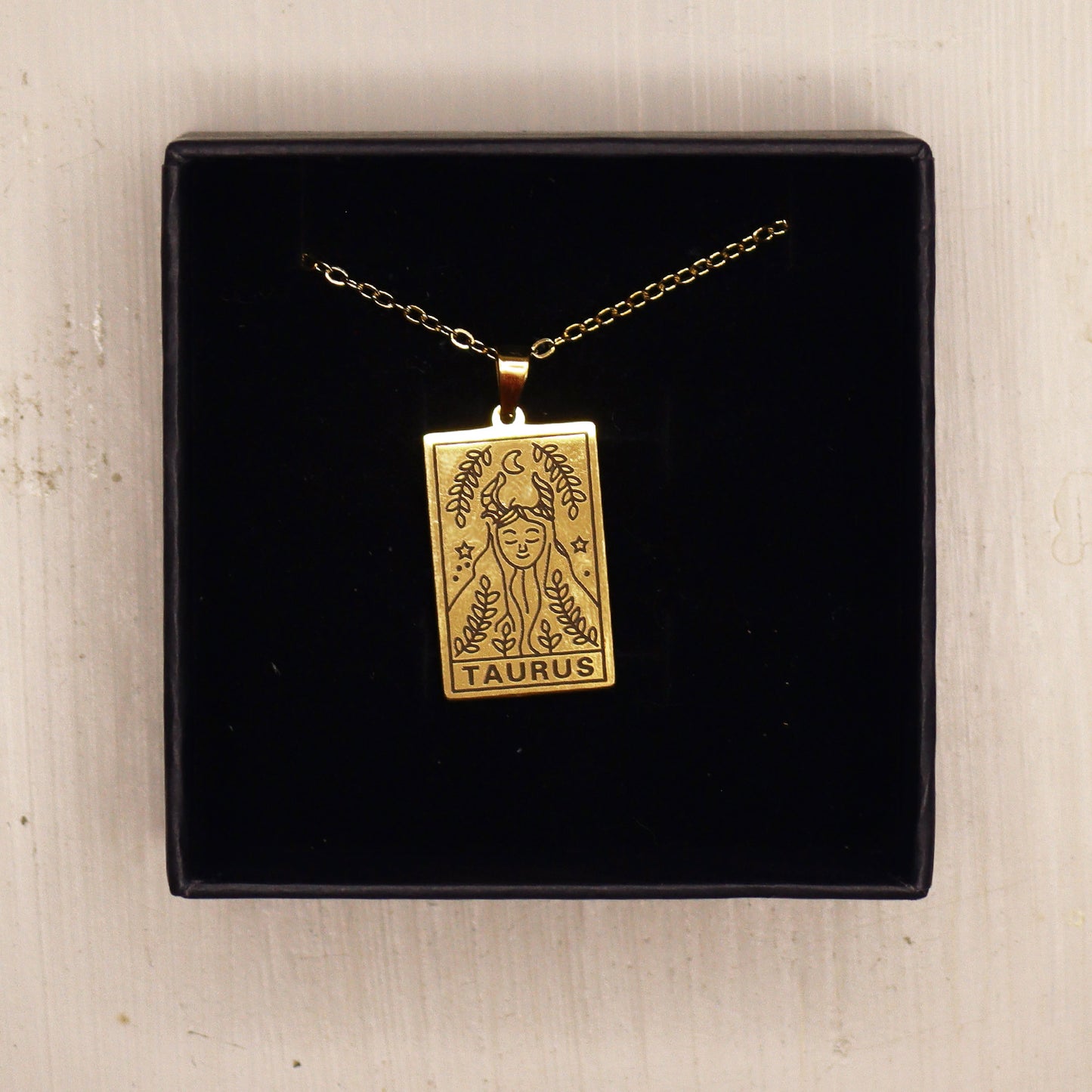 Taurus birthday gift necklace-pendant, Zodiac star-sign jewellery. Spiritual Esoteric gifts for her. Great for horoscope astrology lovers.  Packaged in black velvet box. 