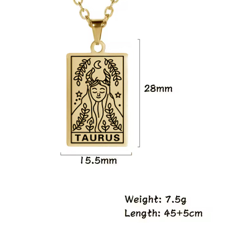 Taurus birthday gift necklace-pendant, Zodiac star-sign jewellery. Spiritual Esoteric gifts for her. Great for horoscope astrology lovers.  Size chart.